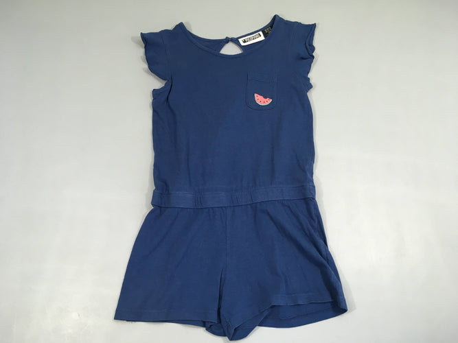 Combishort jersey bleu foncé fraise, moins cher chez Petit Kiwi