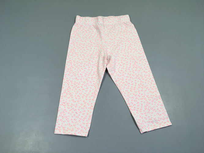 Legging court blanc léopard rose néon, moins cher chez Petit Kiwi