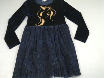 Robe m.l velours bleu foncé licorne tulle