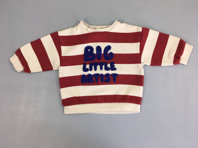 Sweat beige rayé rouge BIG texturé, moins cher chez Petit Kiwi