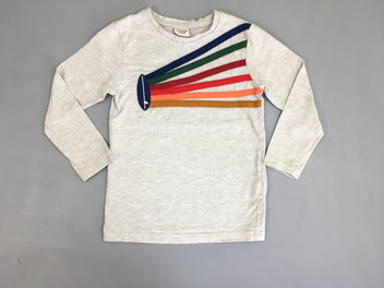 T-shirt m.l gris chiné bandelettes de couleur texturées