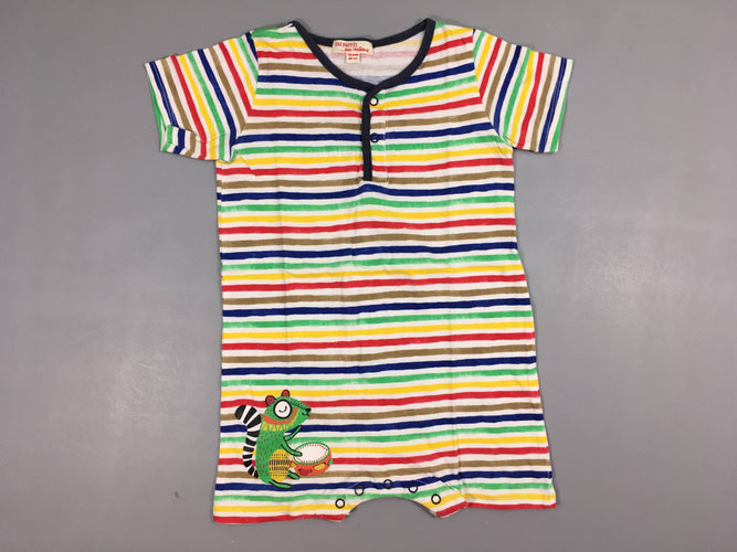 Combishort jersey blanc rayé multicolore, moins cher chez Petit Kiwi