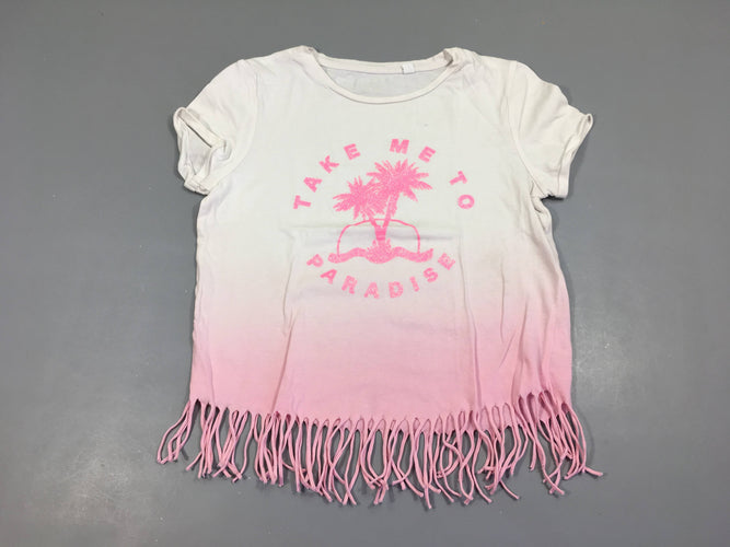 T-shirt m.c blanc/rose palmiers floches, moins cher chez Petit Kiwi