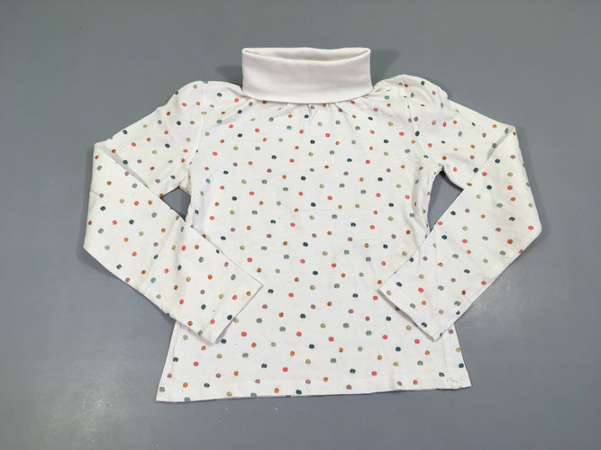 T-shirt col roulé blanc pois multicolore, moins cher chez Petit Kiwi