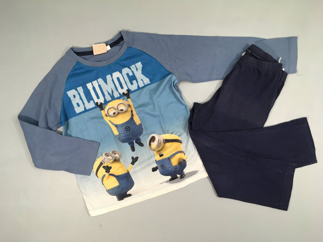 Pyjama 2pcs jersey bleu Minions, légèrement bouloché, moins cher chez Petit Kiwi