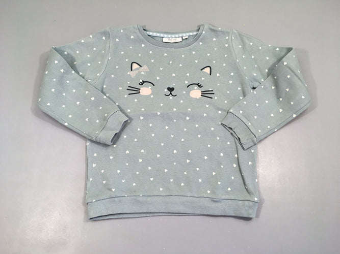 Sweat bleu coeurs chat, moins cher chez Petit Kiwi