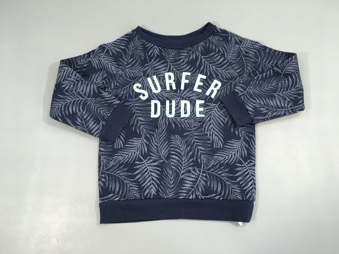 Sweat bleu feuillage Surfer, moins cher chez Petit Kiwi