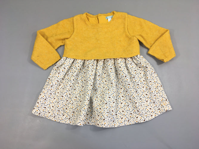 Robe m.l effet superposé pull jaune 6% laine bouloché, moins cher chez Petit Kiwi