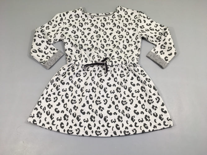 Robe m.l molleton blanc/gris léopard, boulochée, moins cher chez Petit Kiwi