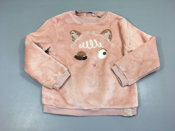 Pull velours rose animal sequins