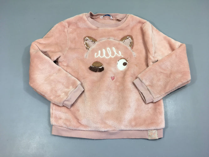 Pull velours rose animal sequins, moins cher chez Petit Kiwi