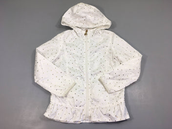 Veste coupe-vent blanc pois argentés à capuche