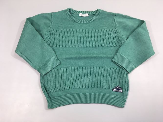 Pull vert bandes texturées, moins cher chez Petit Kiwi