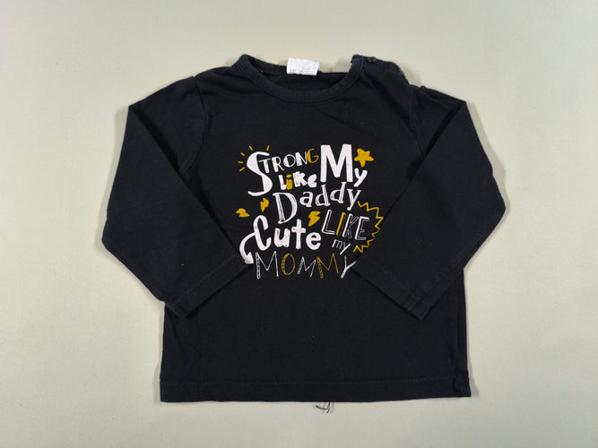 T-shirt m.l noir "Strong like my daddy cute like my mommy", moins cher chez Petit Kiwi