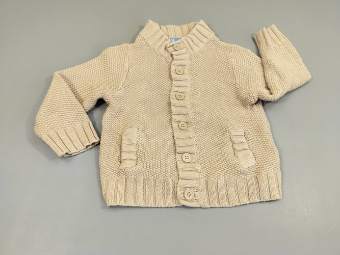 Gilet beige texturé 100% coton, moins cher chez Petit Kiwi