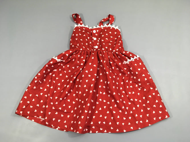 Robe bretelles rouge coeurs dentelle, moins cher chez Petit Kiwi