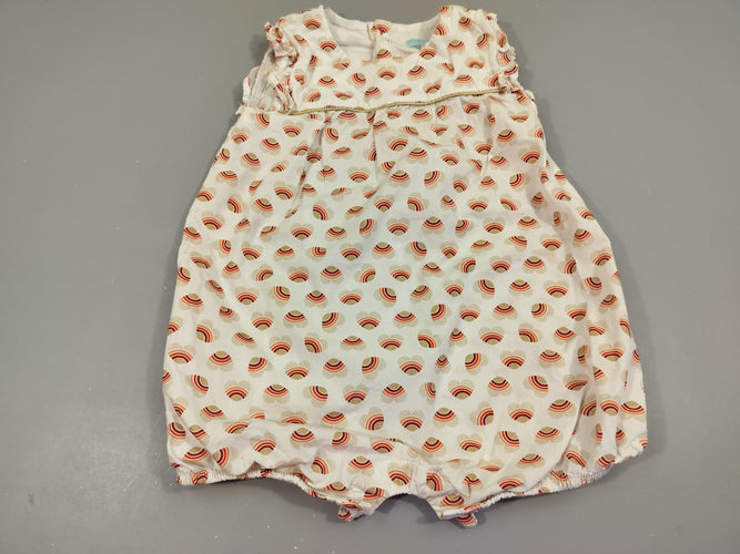 Combishort blanche motifs coeurs beiges , rouges,... 100% coton, moins cher chez Petit Kiwi