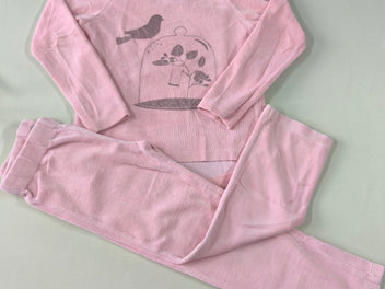 Pyjama 2pcs velours rose oiseau