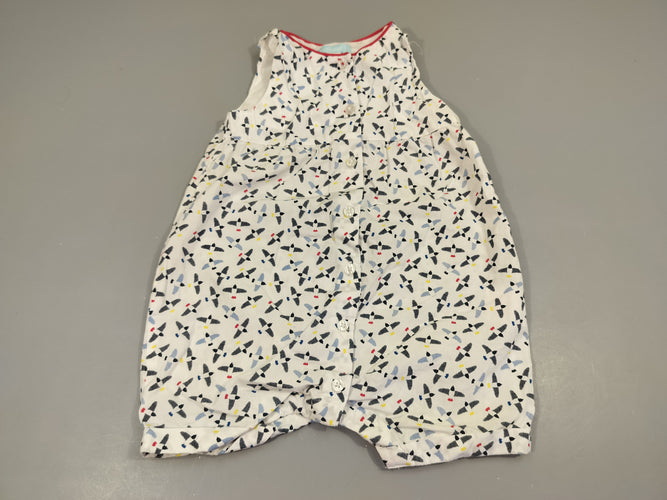 Combishort blanche motifs oiseaux 100% coton, moins cher chez Petit Kiwi