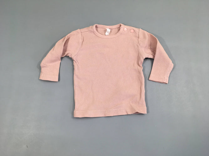 T-shirt m.l rose pâle côtelé, moins cher chez Petit Kiwi