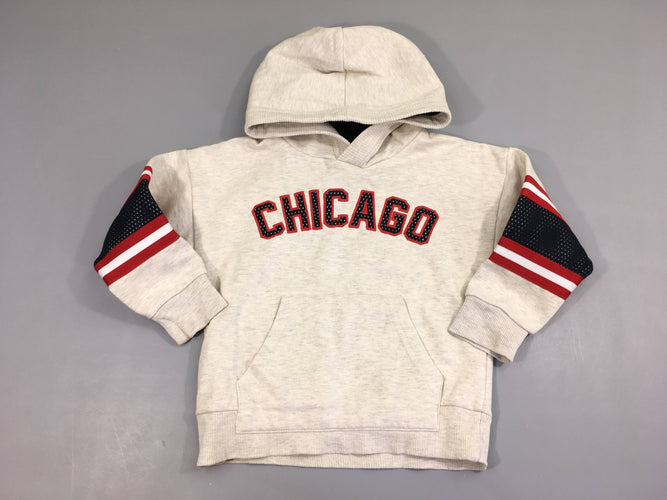 Sweat à capuche beige chiné Chicago Bouloché, moins cher chez Petit Kiwi