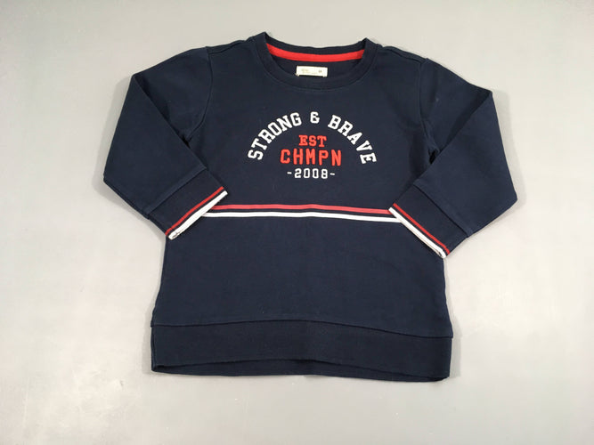 Sweat bleu marine rouge Strong, moins cher chez Petit Kiwi