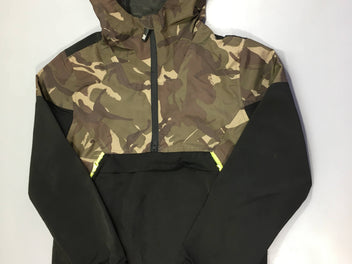 Veste à capuche à enfiler noir/motifs camouflage kaki