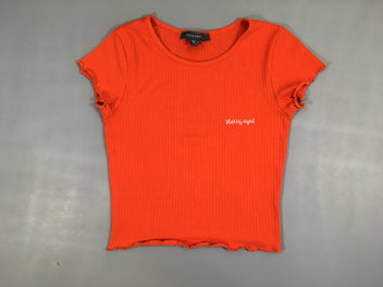 T-shirt m.c court côtes orange, bouloché, taille 34