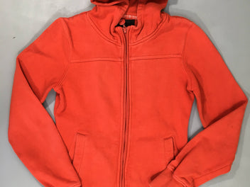 Sweat zippéà capuche orange bouloché