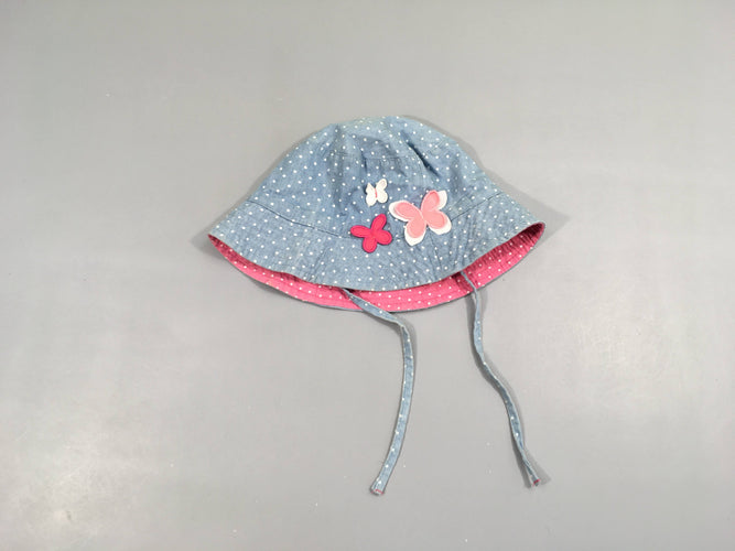 Chapeau denim pois fleurs, moins cher chez Petit Kiwi