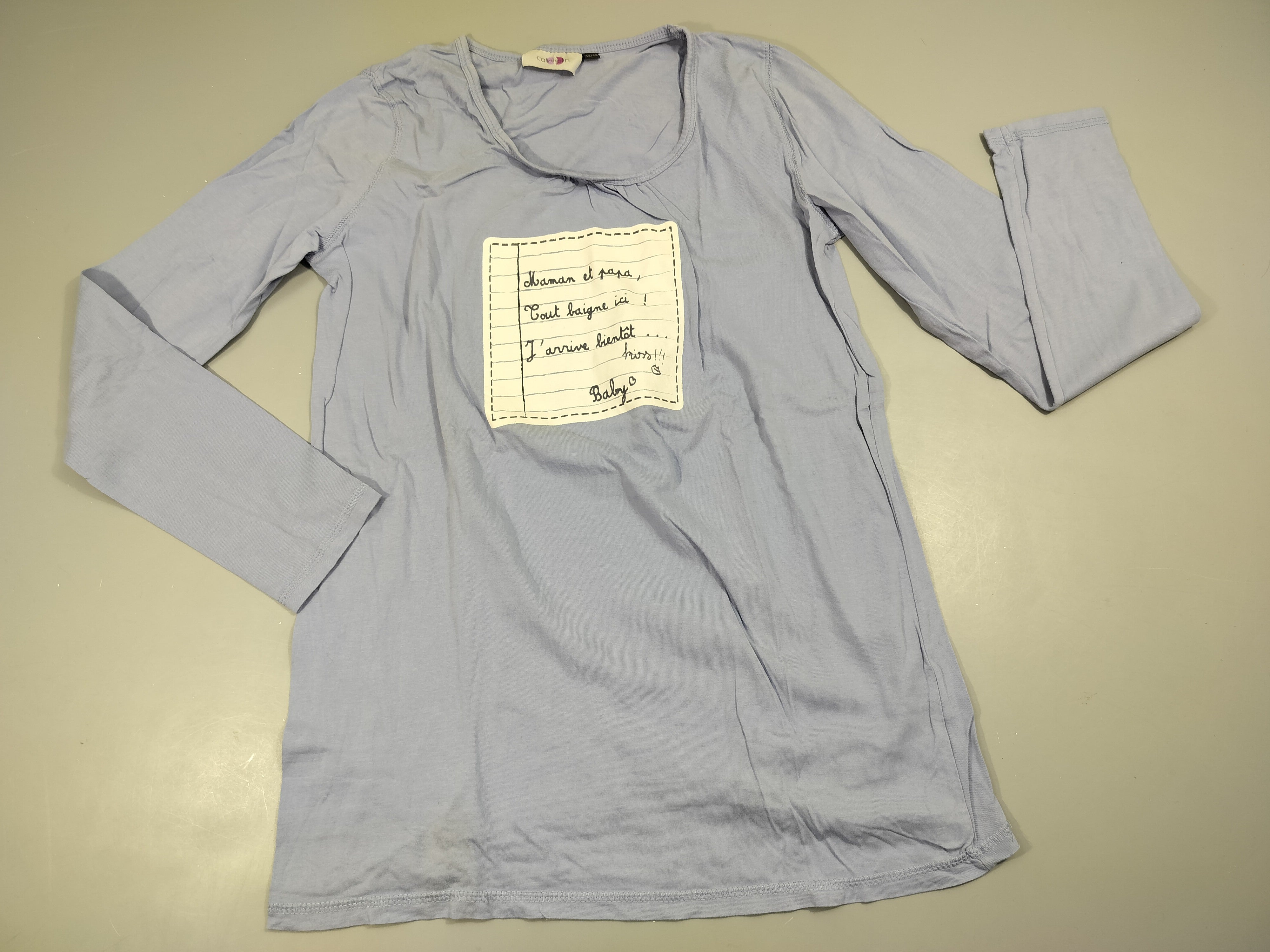 T-shirt m.l de grossesse bleu clair  