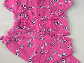 Pyjama 2 pcs flanelle rose vaches