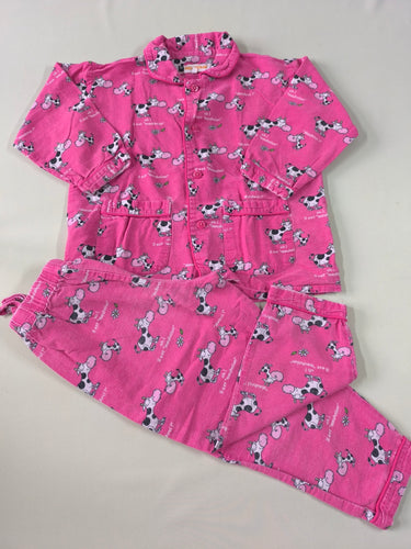 Pyjama 2 pcs flanelle rose vaches, moins cher chez Petit Kiwi