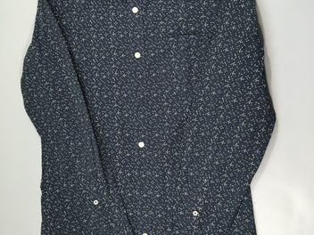 Chemise m.l bleu foncé motifs blancs