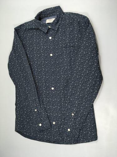 Chemise m.l bleu foncé motifs blancs, moins cher chez Petit Kiwi