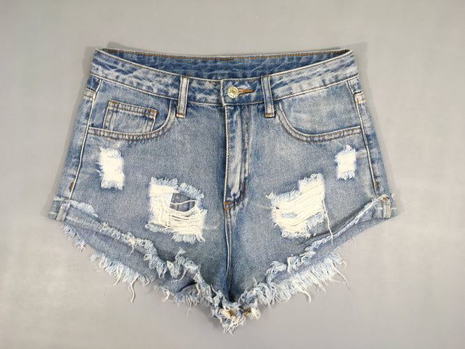 Short jean effet troué, XS, moins cher chez Petit Kiwi