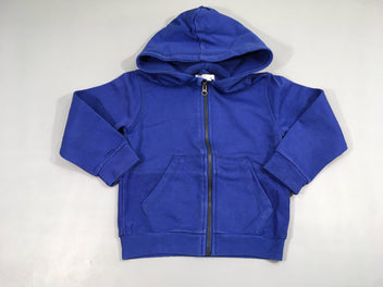 Sweat zippé à capuche bleu légèrement délavé sur coutures