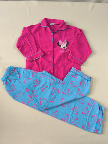 Pyjama 2 pcs flanelle rose Minnie pantalon bleu (bouloché), moins cher chez Petit Kiwi