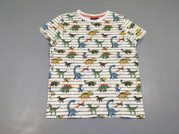 T-shirt m.c blanc rayé vert dinos