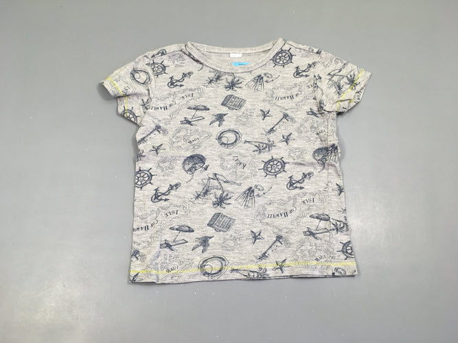 T-shirt m.c gris chiné navigateur, moins cher chez Petit Kiwi