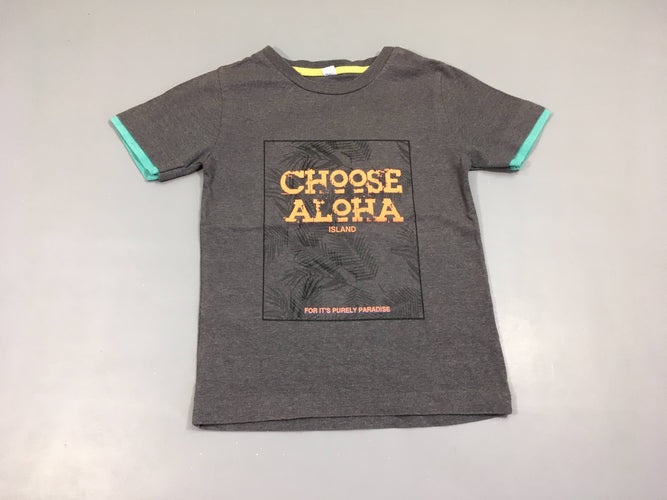 T-shirt m.c gris foncé chiné Aloha effet superposé manches, moins cher chez Petit Kiwi