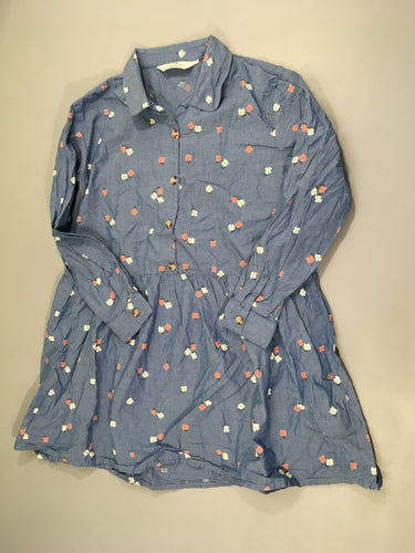 Robe chemise m.l bleue fleurie, moins cher chez Petit Kiwi