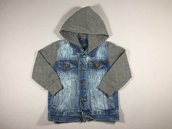 Veste à capuche en jeans et molleton gris