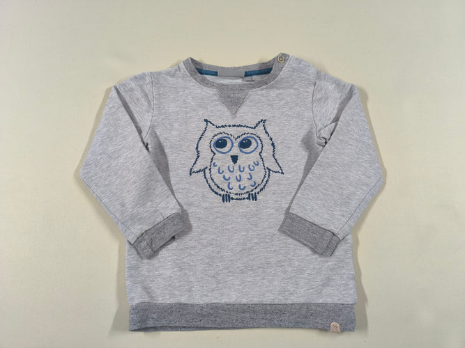 Sweat gris chouette, moins cher chez Petit Kiwi