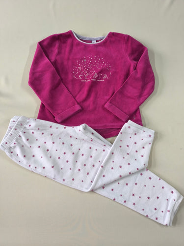 Pyjama 2pcs velours rose foncé animaux étoiles pantalon blanc étoiles, moins cher chez Petit Kiwi