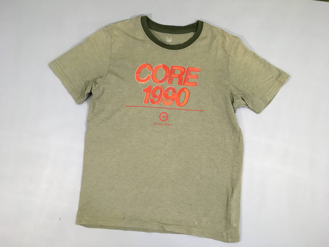 T-shirt m.c vert rayé Core, moins cher chez Petit Kiwi