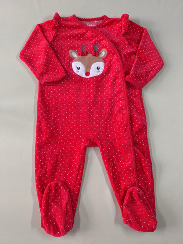 Pyjama 2pcs velours croisé rouge à pois blancs renne, moins cher chez Petit Kiwi