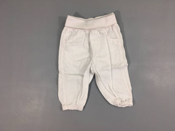 Pantalon blanc 55%lin taille et chevilles élastiques