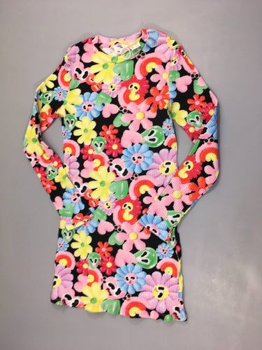 Robe m.l jersey côtelé fleurs multicolores/coeurs, moins cher chez Petit Kiwi