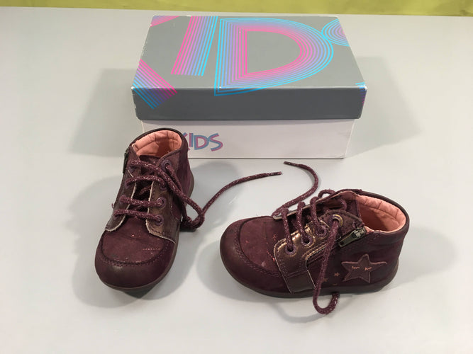 Bottines bordeaux, 22 Kickers, moins cher chez Petit Kiwi